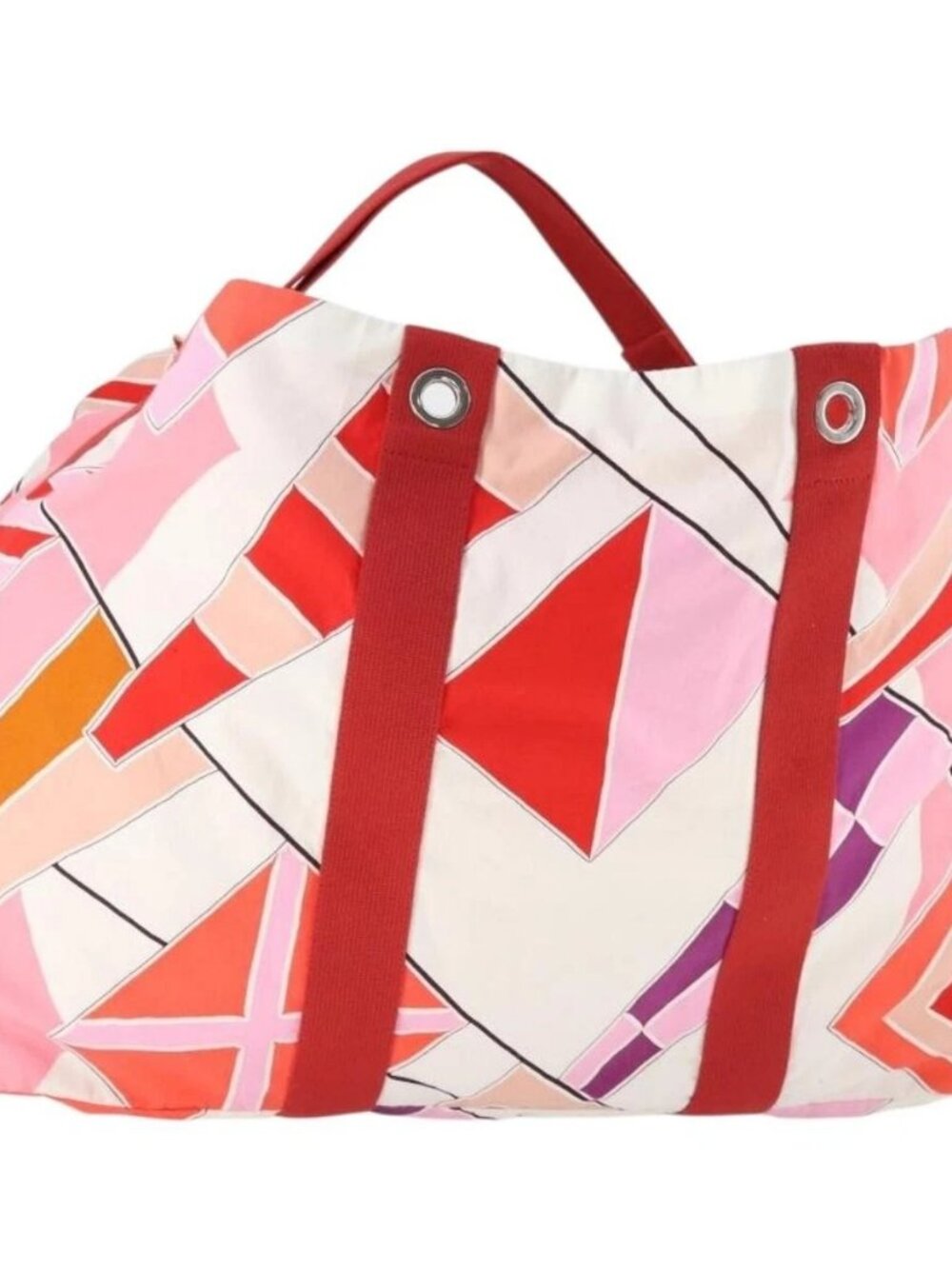 HERMES Beach Bag Tote Bag Canvas Red Auth 168207 - Picture 1 of 16